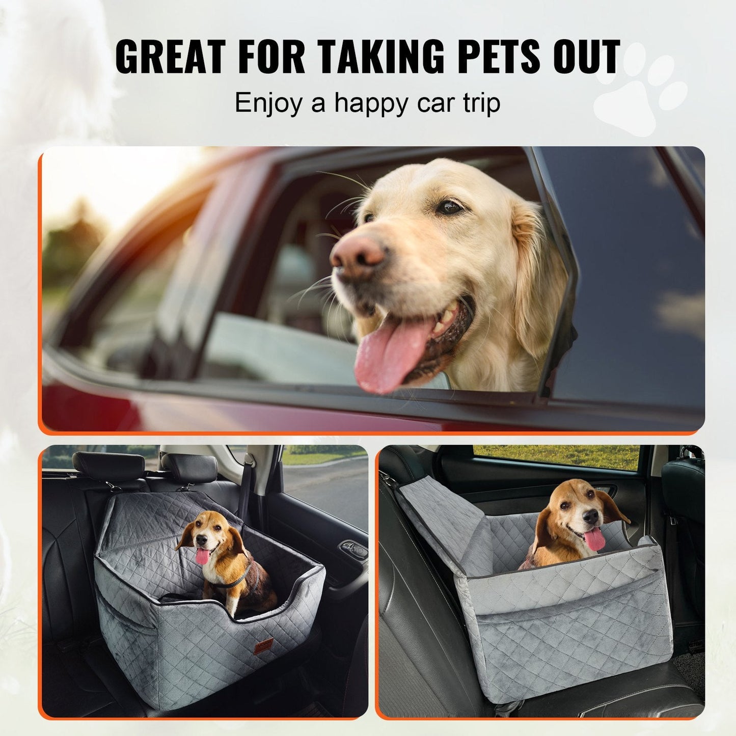 Tailored Travels - Dog Booster Car Seat Pet Car Seat for Medium Large Dog up to 55 Lbs Gray