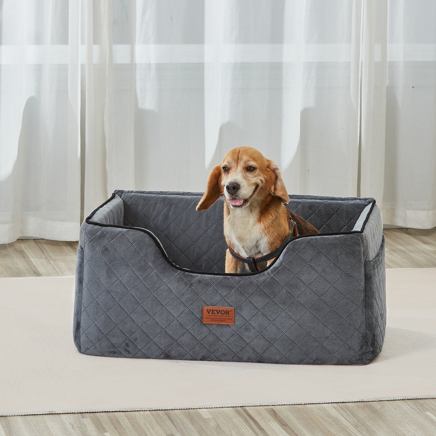 Tailored Travels - Dog Booster Car Seat Pet Car Seat for Medium Large Dog up to 55 Lbs Gray