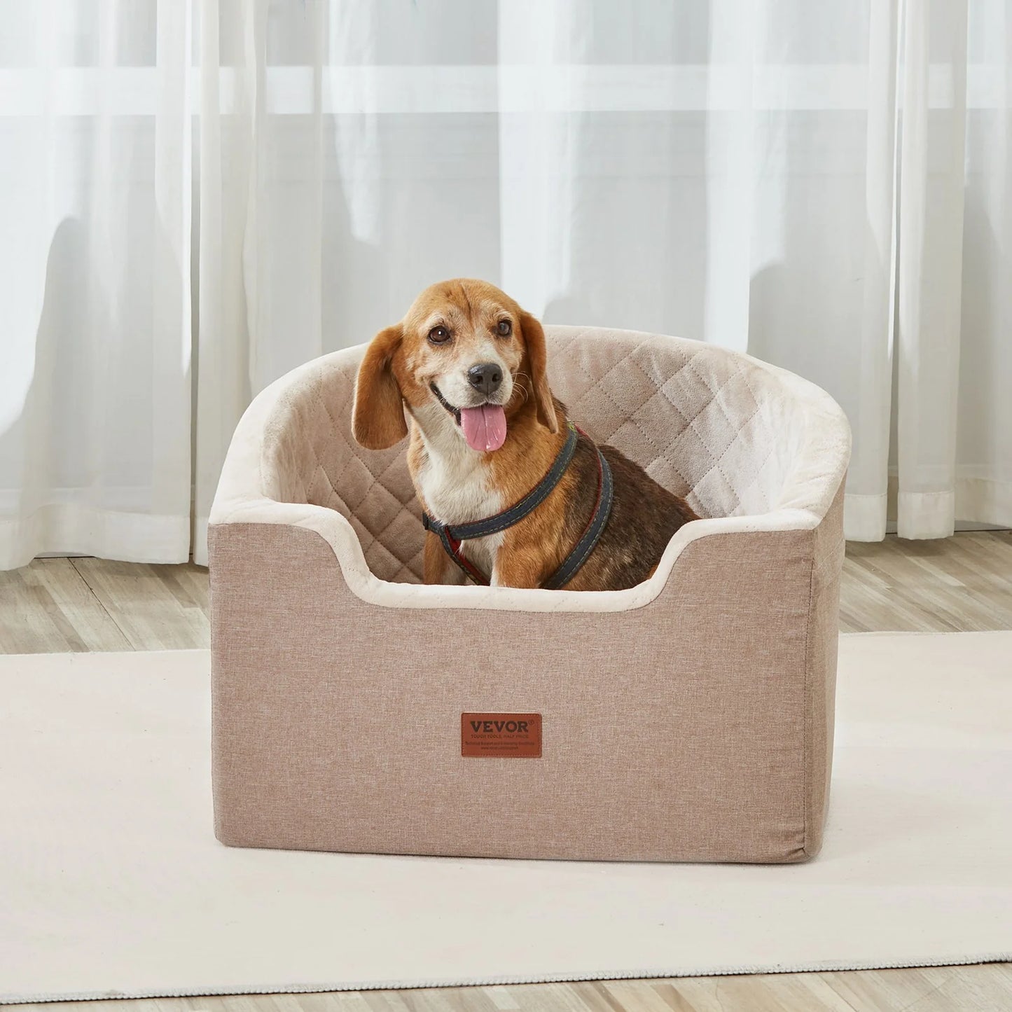 Tailored Travels - Dog Booster Car Seat Pet Car Seat for Small Medium Dog up to 55 Lbs Brown