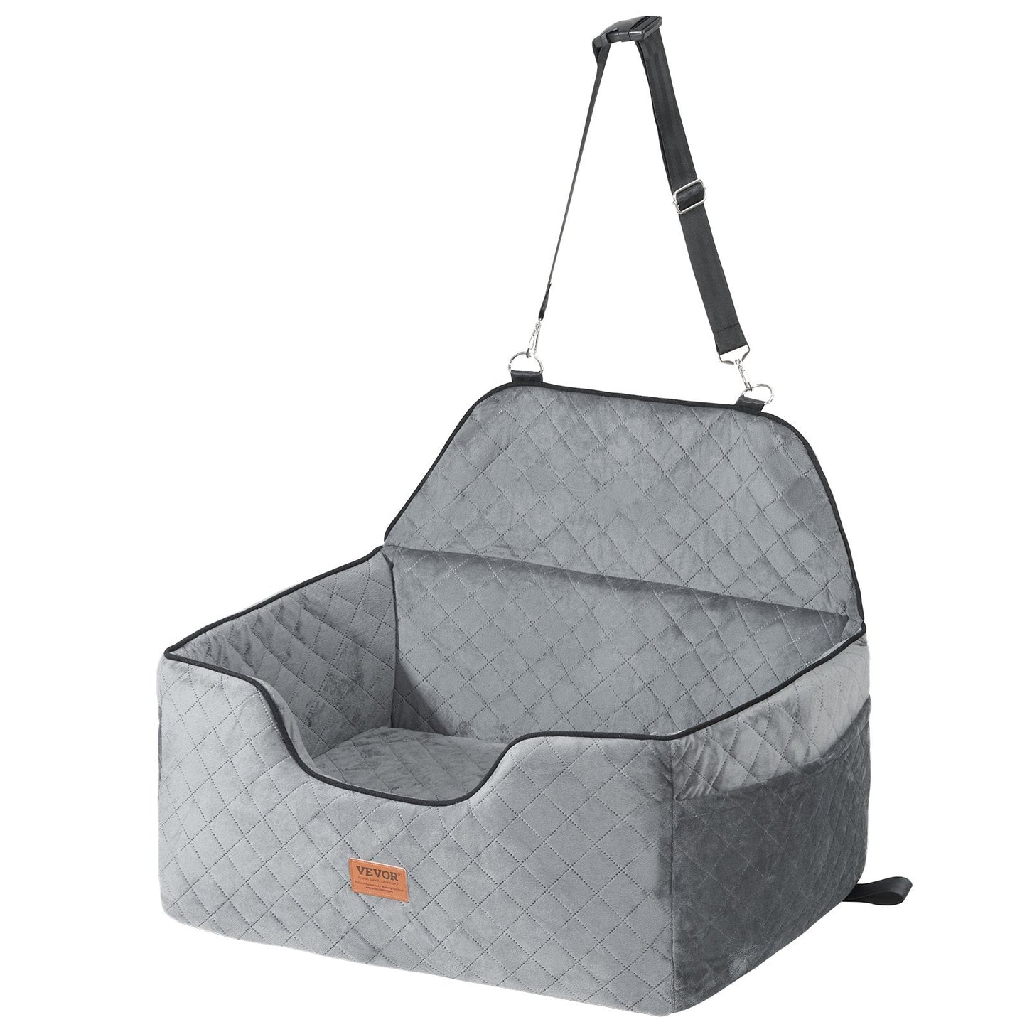 Tailored Travels - Dog Booster Car Seat Pet Car Seat for Medium Large Dog up to 55 Lbs Gray