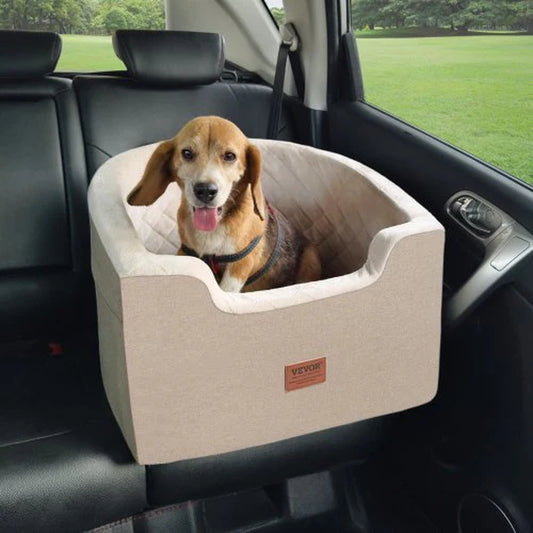 Tailored Travels - Dog Booster Car Seat Pet Car Seat for Small Medium Dog up to 55 Lbs Brown
