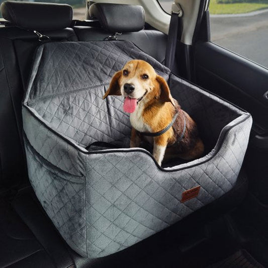 Tailored Travels - Dog Booster Car Seat Pet Car Seat for Medium Large Dog up to 55 Lbs Gray